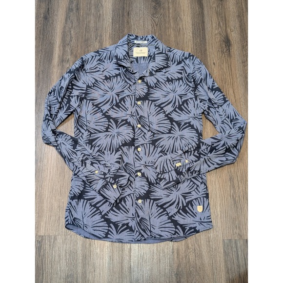 Scotch & Soda Button Down Shirt  Palm Print Long Sleeve Casual Mens M - Picture 1 of 5